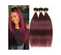 Utilizzo quotidiano 1B/99J Borgogna Capelli Umani Bundle Ombre Lisci Brasiliani Vergini Tessitura Estensioni Capelli per le donne(16inches 1pc)