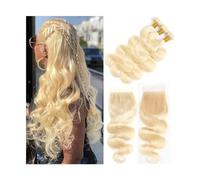 Utilizzo quotidiano 613 fasci biondi con pizzo frontale onda del corpo tessuto brasiliano dei capelli umani onda ricci fasci di capelli remy con chiusura for donne nere per le donne(13" x 4",40 40 40w