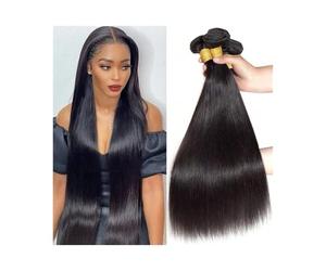 Utilizzo quotidiano Bundle di capelli umani lisci come ossa Bundle di capelli vergini peruviani Bundle di trama doppia Colore naturale per le donne(18 18 18)