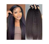 Utilizzo quotidiano Bundle di capelli umani lisci e crespi da 10-32 pollici, estensioni for capelli brasiliani Remy Yaki lisci per le donne(28 30 32)