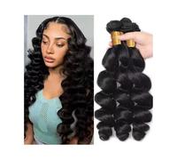 Utilizzo quotidiano Fasci di capelli ondulati sciolti da 12-32 pollici Fasci di capelli umani neri naturali 3 pezzi Estensioni morbide for capelli brasiliani Remy for donne per le donne(18 18 18)