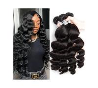 Utilizzo quotidiano Fasci di capelli umani, fasci di onde sciolte, colore naturale, 1/3/4 fasci, estensioni di capelli brasiliani Remy for donne per le donne(16inches)