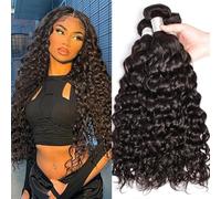 Utilizzo quotidiano Fasci di onde Capelli umani Fasci di onde d'acqua Capelli umani vergini non trattati al 100% Fasci bagnati e ondulati Doppia trama Tessuto riccio profondo Nero naturale per le donn