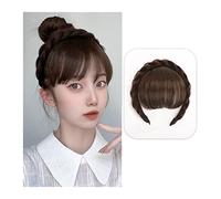 Utilizzo quotidiano Frangia Frontale Parrucca Frangetta Estensioni Dei Capelli Sintetici Falsi Frangia Pulita Parrucche con Doppia Fila Trecce Fascia Accessori for Capelli for Donne Ragazze per Donna(