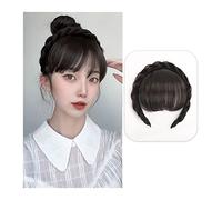Utilizzo quotidiano Frangia Frontale Parrucca Frangetta Estensioni Dei Capelli Sintetici Falsi Frangia Pulita Parrucche con Doppia Fila Trecce Fascia Accessori for Capelli for Donne Ragazze per Donna(