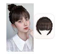 Utilizzo quotidiano Frangia Frontale Parrucca Frangetta Estensioni Dei Capelli Sintetici Falsi Frangia Pulita Parrucche con Doppia Fila Trecce Fascia Accessori for Capelli for Donne Ragazze per Donna(