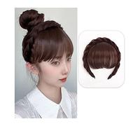 Utilizzo quotidiano Frangia Frontale Parrucca Frangetta Estensioni Dei Capelli Sintetici Falsi Frangia Pulita Parrucche con Doppia Fila Trecce Fascia Accessori for Capelli for Donne Ragazze per Donna(