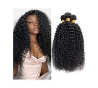 Utilizzo quotidiano Kinky Curly Bundles Extension for capelli umani brasiliani da 8 a 32 pollici, colore naturale, doppia trama per le donne(16 16 16)
