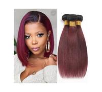 Utilizzo quotidiano Ombre Borgogna Bundles Corti Lisci Capelli Umani Bundles 1/2/3 Pezzi 1B/99J Brasiliano Non Trattati Remy Capelli Tessitura Extensions for Donne per le donne(14 14 14)