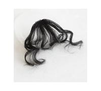 Utilizzo quotidiano Parrucca sintetica da donna con riccioli di lana carini, frangia finta, parrucca con estensione for capelli soffici sulla fronte per Donna(Nero)