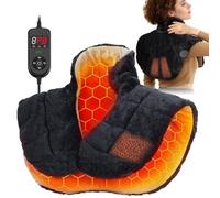 UTK Cuscinetto termico pesante per collo e spalle, misura extra large 24 x 20 pollici, avvolgimento elettrico della spalla per alleviare il dolore, cuscinetto termico con perline in tormalina da 2,2