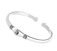 UTLODY Bracciale da Donna in Argento 925, Bracciale Rigido Regolabile Vintage, Intagliato a Mano, 'Amicizia, Gioielli in Birt