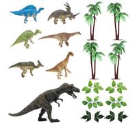 UTMACH 17 Pezzi Decorazioni per Torte Dinosauri Set Decorazione Torta Dinosauro Decorazioni Torta Dinosauri Mini Artificiali Foglie E Alberi per Feste Di Compleanno Tema Dinosauri per Bambini