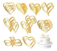 UTMACH 18 Pezzi Topper Torta per Cuore Torta Cuore Dorato Decorazioni per Torte a Forma di Cuore Decorazioni per Torte Anniversario per Matrimoni, Anniversari, Feste