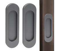 UTMACH 2 Pezzi Maniglia Porta Scorrevole Ovale Maniglia per Porta Scorrevole Autoadesiva Armadietti Maniglia Porta Interna Alluminio per Porte Scorrevoli di Fienili, Armadi, Cassetti (Grigio)
