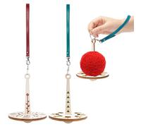 UTMACH 2 Pezzi Porta Filati da Polso Ø10cm Porta Gomitoli Rotante Portafilato da Polso Portatile Supporto per Filati in Legno con Cinturino da Polso per Gli Amanti Dell'artigianato (Verde e Rosso)