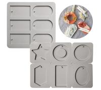 UTMACH 2 Pezzi Stampo in Silicone per Sapone Fai da Te 6 Cavità - per Cera e Candele Con Fori per Appendere - DIY Ciondoli Aromaterapia (7 Forme)