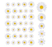 UTMACH 40 Pezzi Set Toppe Termoadesive Ricamate a Forma di Margherita - Mini Toppa da Applicare con il Ferro da Stiro per Vestiti, Jeans, Maglietta