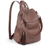 UTO Donna Zaino Casual in Pelle sintetica Robusta Zainetto Borsa a tracolla 3 tipi di manici Zaino Maniglia tracolla Multi compartimento con cerniera posteriore Antifurto Tasca nappe Cachi