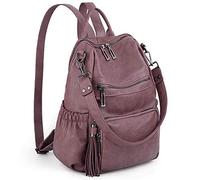UTO Donna Zaino Casual in Pelle sintetica Robusta Zainetto Borsa a tracolla 3 tipi di manici Zaino Maniglia tracolla Multi compartimento con cerniera posteriore Antifurto Tasca nappe Viola