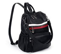 UTO Donna Zaino Casual in Pelle sintetica Robusta Zainetto Borsa a tracolla 3 tipi di manici Zaino Maniglia tracolla Multi compartimento con cerniera posteriore Antifurto Tasca nappe Nero colorato