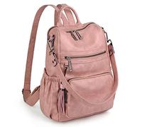 UTO Zaino Donna in Pelle sintetica wax Robusta Zainetto Casual Borsa a tracolla 3 tipi di manici Zaino Maniglia tracolla Multi compartimento con cerniera posteriore Antifurto Tasca nappe Rosa