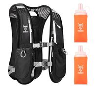 UTOBEST Gilet da corsa zaino da corsa leggero e regolabile, 5 l, per uomini e donne, nero, con 2 bottiglie da 350 ml