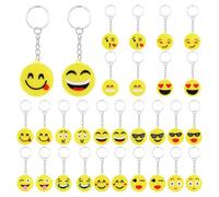 UTOCLEC Portachiavi Emoji, 30 Pezzi Legami Portachiavi per Bambini e Adulti, Regalo di Fine Festa Compleanno e Natale, Emoji Porta Chiavi Gadget Decorativi, Ciondolo Zaino in Silicone