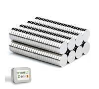 UTOMAG 100 Pezzi Calamite Forti Rotonde 8mm x 1mm - Piccoli Magneti a Disco al Neodimio per Frigorifero, Scienza, Artigianato, Bacheche, Mappe, Foto, Decorazioni, Modellismo, Scuola, Cucina e Ufficio