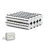 UTOMAG 100 Pezzi Calamite Piccole - 6 mm x 3 mm - Potenti Magneti al Neodimio Rotondi, Forti Magneti per Frigorifero, Scienza, Artigianato, Mappe, Foto, Decorazioni, Scuola, Cucina e Ufficio