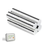UTOMAG 100 Pezzi Magneti al Neodimio 5 x 1 mm - Forti Calamite Rotonde di Piccole Dimensioni per Frigorifero, Scienza, Artigianato, Bacheche, Mappe, Foto, Decorazioni, Scuola, Cucina e Ufficio