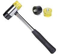 Utoolmart Martello in gomma, 25 mm sostituibile a doppia testa con 2 punte a martello, con manico in gomma antiscivolo, per lavori di bricolage, artigianato in pelle, lavorazione del legno