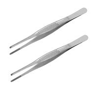 Utoolmart - Pinzette a testa tonda dritta in acciaio INOX, 160 mm, con denti con punta seghettata, 2 pezzi