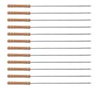 Utoolmart Spiedini per kebab, 30 cm, in acciaio inox, riutilizzabili, con manico in legno, per kebab, gamberetti, pollo, manzo, verdure, 12 pezzi