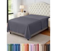Utopia Bedding - Confezione da 1 lenzuolo piano, in morbida microfibra spazzolata, non si restringe e non sbiadisce, facile da pulire (grigio, singolo XL)
