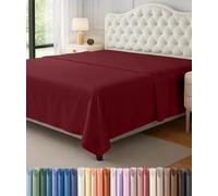 Utopia Bedding - Confezione da 1 lenzuolo piano, in morbida microfibra spazzolata, non si restringe e non sbiadisce, facile da pulire (bordeaux, king size)