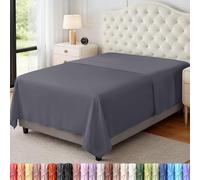 Utopia Bedding - Confezione da 1 lenzuolo piano, in morbida microfibra spazzolata, non si restringe e non sbiadisce, facile da pulire (grigio, singolo XL)