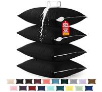 Utopia Bedding Confezione da 4 federe impermeabili con cerniera king size, a prova di cimici e acari, federe per cuscini traspiranti 50 x 96 cm, nero