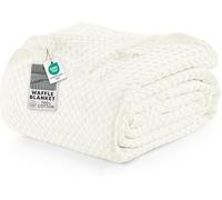 Utopia Bedding Coperta a nido d'ape in 100% cotone, 300 g/m², per letto matrimoniale, 228 x 228 cm, morbida, leggera e traspirante, per tutte le stagioni, colore: avorio