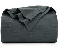 Utopia Bedding Coperta in 100% cotone (queen size - 228 x 228 cm) Coperta termica leggera 350 g/m², morbida coperta traspirante per tutte le stagioni (grigio fumo)