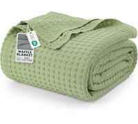 Utopia Bedding Coperta in cotone a nido d'ape, 300 g/m² (verde salvia, 228 x 182 cm), morbida, leggera e traspirante, di grandi dimensioni, adatta a qualsiasi letto per tutte le stagioni