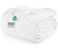 Utopia Bedding Coperta in cotone Waffle 100% Plaid (Bianco - 228x228 cm) | Coperta estiva leggera, da letto morbida, traspirante e di Plaid gaze de coton lit, per coprire qualsiasi tutte le stagioni