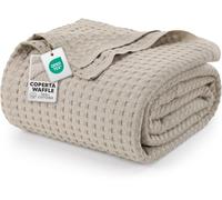 Utopia Bedding Coperta in cotone Waffle 100% Plaid (Cachi - 228x228 cm) | Coperta estiva leggera, da letto morbida, traspirante e di Plaid gaze de coton lit, per coprire qualsiasi tutte le stagioni
