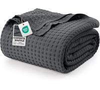 Utopia Bedding Coperta in cotone Waffle 100% Plaid (Carbone - 228x182 cm) | Coperta estiva leggera, da letto morbida, traspirante e di Plaid gaze de coton lit, per coprire qualsiasi tutte le stagioni