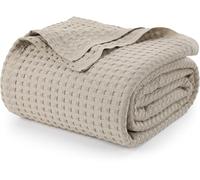 Utopia Bedding Coperta in cotone Waffle 300 GSM (cachi - 228x228 cm) Coperta da letto morbida e leggera, traspirante e di grandi dimensioni, per coprire qualsiasi letto in tutte le stagioni.