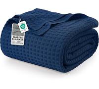 Utopia Bedding Coperta in cotone waffle da 300 GSM (Marino - 274 x 228 cm), trapunta morbida, leggera e traspirante per tutte le stagioni