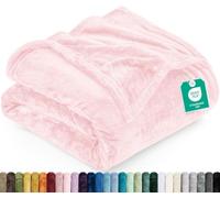 Utopia Bedding Coperta in pile rosa, per letto matrimoniale, 228 x 228 cm, morbida e soffice da 300 g/m², per letto, divano e divani