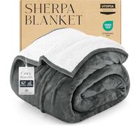 Utopia Bedding Coperta Sherpa [Grigio, 228x259 cm] - Coperta reversibile in pile caldo e spesso 480 GSM per letto, divano, divano, campeggio e viaggi