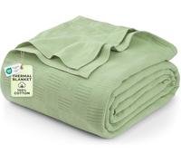 Utopia Bedding Coperta termica in 100% cotone, per letto matrimoniale, 228 x 228 cm, 350 g/m², leggera, morbida e traspirante, per tutte le stagioni, colore: verde salvia