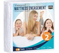 Utopia Bedding Coprimaterasso doppio con cerniera, 100% impermeabile e a prova di cimici, assorbente, a sei lati, confezione da 2